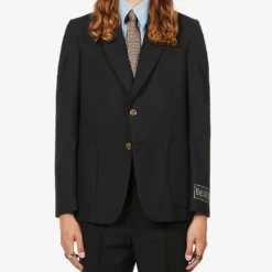 Gucci Firenze Peak-lapel Cotton, Mohair And Wool-blend Blazer -Default Template 4 R03765520 BLACK ALT02
