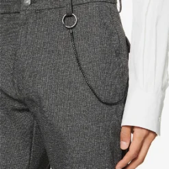 Hugo Chain-embellished Tapered Gabardine Trousers -Default Template 4 R03788521 CHARCOAL ALT04