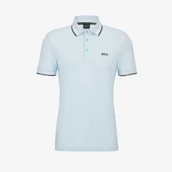 Boss Logo-embroidered Striped-collar Organic-cotton Polo Shirt