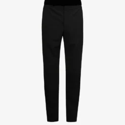 Giorgio Armani Velvet-trim Tapered Regular-fit Wool Trousers