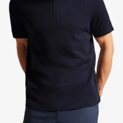 Ted Baker Speysid Striped Zip-neck Cotton Polo Shirt 5 Ted Baker Speysid Striped Zip-neck Cotton Polo Shirt -Default Template 4 R03998367 NAVY ALT02