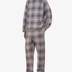 Unisex Lapis Lazuli Check-print Cashmere Hoody -Default Template 4 R04001654 KWHOODIE2 ALT02