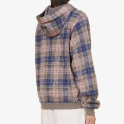 Unisex Lapis Lazuli Check-print Cashmere Hoody -Default Template 4 R04001654 KWHOODIE2 ALT04