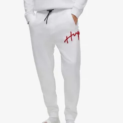 Hugo Brand-embroidered Drawstring-waist Cotton Jogging Bottoms -Default Template 4 R04012153 WHITE ALT02