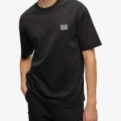 Hugo Logo-patch Relaxed-fit Cotton T-shirt -Default Template 4 R04053378 BLACK ALT02