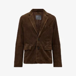 AllSaints Hoku Regular Fit Notch-lapel Suede Blazer
