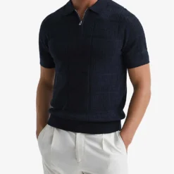 Reiss Mosiac Half-zip Cotton-knit Polo Shirt 7 Reiss Mosiac Half-zip Cotton-knit Polo Shirt -Default Template 4 R04068238 NAVY ALT02