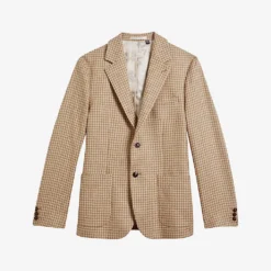 Ted Baker Daars Houndstooth-pattern Slim-fit Cotton-blend Blazer