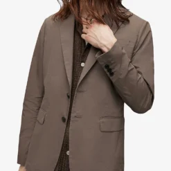 AllSaints Canta Single-breasted Regular-fit Cotton Blazer -Default Template 4 R04081432 EARTHYBROWN ALT04