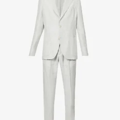 ELEVENTY Peak-lapel Drawstring-waistband Regular-fit Linen Suit