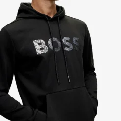Boss Logo-print Relaxed-fit Cotton-blend Hoody 9 Boss Logo-print Relaxed-fit Cotton-blend Hoody -Default Template 4 R04086042 BLACK ALT04