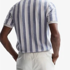 Reiss Cromer Striped Woven Polo Shirt -Default Template 4 R04087067 ICEGREYBLUE ALT03