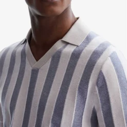Reiss Cromer Striped Woven Polo Shirt -Default Template 4 R04087067 ICEGREYBLUE ALT04