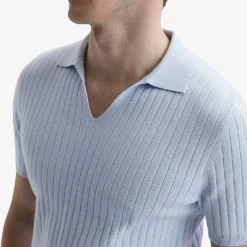 Reiss Felix Open-collar Ribbed Cotton Polo Shirt -Default Template 4 R04087071 SOFTBLUE ALT04