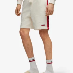 Hugo Logo-print Striped-trim Cotton-terry Shorts -Default Template 4 R04093679 OPENWHITE ALT02