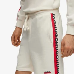 Hugo Logo-print Striped-trim Cotton-terry Shorts -Default Template 4 R04093679 OPENWHITE ALT04