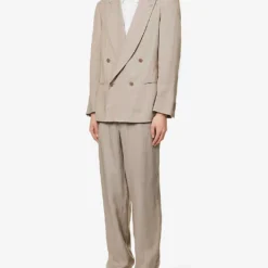 Giorgio Armani Double-breasted Regular-fit Woven Suit -Default Template 4 R04096683 PEWTER ALT02