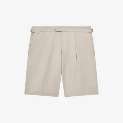 Reiss Path Side-adjuster Regular-fit Cotton-linen Blend Shorts