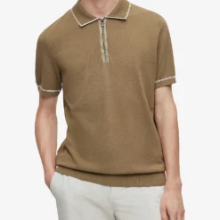 Boss Half Zip-fastened Cotton-blend Polo Shirt -Default Template 4 R04101083 LIGHTPASTELGREEN ALT02