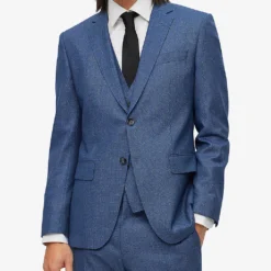 Boss Business Slim-fit Single-breasted Wool-blend Three-piece Suit 8 Boss Business Slim-fit Single-breasted Wool-blend Three-piece Suit -Default Template 4 R04101232 BRIGHTBLUE ALT02