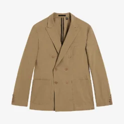 Ted Baker Slim-fit Double-breasted Cotton And Linen-blend Blazer