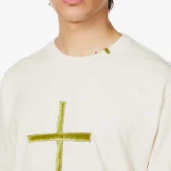 Upcycled Cross-appliquéd Organic And Recycled-cotton Blend T-shirt -Default Template 4 R04126424 CREAM ALT04