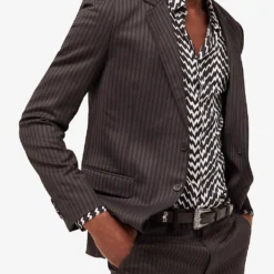 THE KOOPLES Notched-collar Stripe-pattern Stretch-wool Suit Jacket -Default Template 4 R04127923 BLA02 ALT02