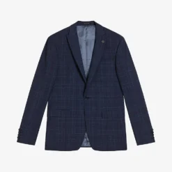 Ted Baker Chesijs Check-pattern Single-breasted Wool Jacket