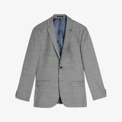 Ted Baker Elgoljs Regular-fit Checked Stretch-wool Jacket
