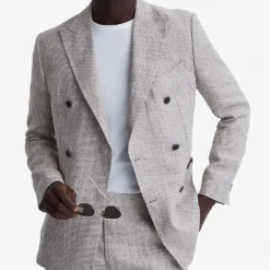 Reiss Angel Slim-fit Double-breasted Linen Blazer 7 Reiss Angel Slim-fit Double-breasted Linen Blazer -Default Template 4 R04130431 OATMEALMELANGE ALT02