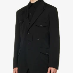 Yohji Yamamoto Flap-pocket Single-breasted Relaxed-fit Wool Jacket 8 Yohji Yamamoto Flap-pocket Single-breasted Relaxed-fit Wool Jacket -Default Template 4 R04131763 BLACK ALT02