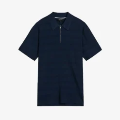 Ted Baker Stree Half-zip Textured Stretch-knit Polo Shirt