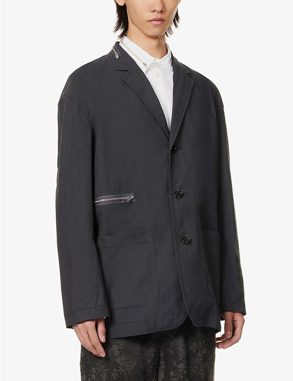 Undercover Patch-pocket Notched-lapel Regular-fit Cotton Blazer 3 Undercover Patch-pocket Notched-lapel Regular-fit Cotton Blazer - Image 3