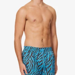 Zebra-print Regular-fit Swim Shorts -Default Template 4 R04144730 LETIGREAQUAMARINE ALT02