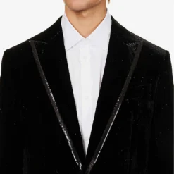 DSQUARED2 Single-breasted Sequin-trim Velour Jacket -Default Template 4 R04145471 BLACK ALT04