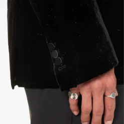 DSQUARED2 Single-breasted Sequin-trim Velour Jacket -Default Template 4 R04145471 BLACK ALT05