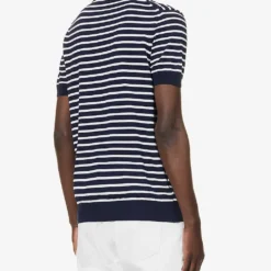 Oscar Jacobson Davon Striped Regular-fit Cotton-knit Polo Shirt -Default Template 4 R04145845 NAVYSEA ALT03
