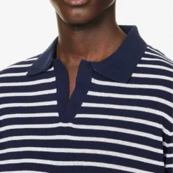 Oscar Jacobson Davon Striped Regular-fit Cotton-knit Polo Shirt -Default Template 4 R04145845 NAVYSEA ALT04