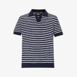 Oscar Jacobson Davon Striped Regular-fit Cotton-knit Polo Shirt