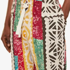 Patchwork-quilted Drawstring-waistband Tapered-leg Relaxed-fit Trousers -Default Template 4 R04146807 GOLDWHITEBLUEPINK ALT04