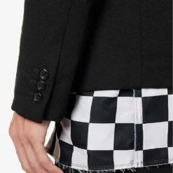 Single-breasted Checked-panel Regular-fit Woven-blend Jacket -Default Template 4 R04146908 BLACKWHITE ALT05