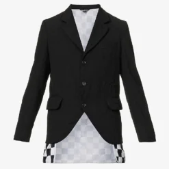 Single-breasted Checked-panel Regular-fit Woven-blend Jacket