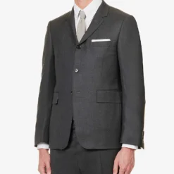 Single-breasted Striped-trim Regular-fit Wool Jacket -Default Template 4 R04152257 DARKGREY ALT02