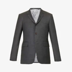 Single-breasted Striped-trim Regular-fit Wool Jacket