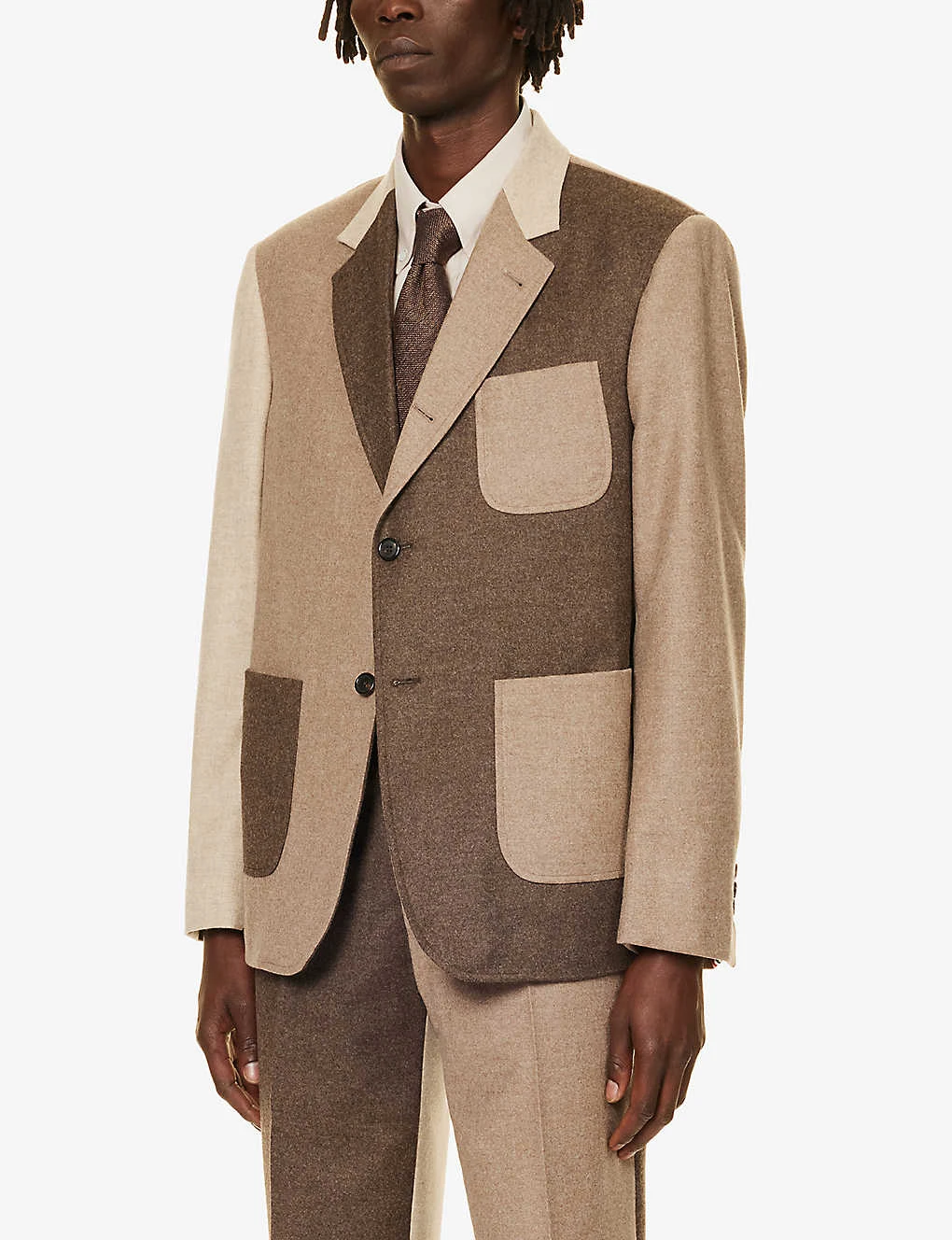 Fun-Mix Contrast-panel Regular-fit Wool Jacket 3 Fun-Mix Contrast-panel Regular-fit Wool Jacket - Image 3