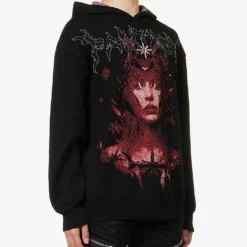 Fantasy Girl Woven Design Cotton Hoody -Default Template 4 R04152305 BLACK ALT02