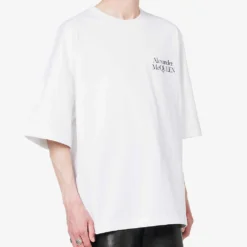 Alexander McQueen Logo-print Relaxed-fit Cotton-jersey T-shirt -Default Template 4 R04153556 WHITEBLACK ALT02