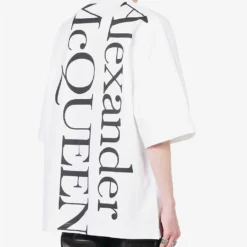 Alexander McQueen Logo-print Relaxed-fit Cotton-jersey T-shirt -Default Template 4 R04153556 WHITEBLACK ALT03