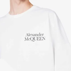 Alexander McQueen Logo-print Relaxed-fit Cotton-jersey T-shirt -Default Template 4 R04153556 WHITEBLACK ALT04