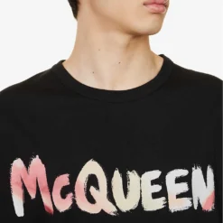 Alexander McQueen Graffiti Graphic-print Cotton-jersey T-shirt -Default Template 4 R04153557 BLACKMIX ALT04